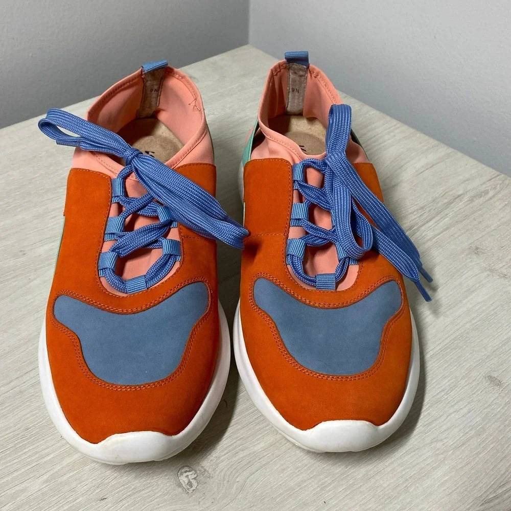 Vaneli Sport Womens Color Block Shikira Sneakers Orange Blue Peach 9N Athleisure